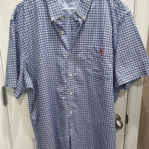 U.S. Polo Assn. White and Blue Plaid Men's Shirt
